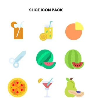 Slice Flat Design Icons Pack Stock Illustration