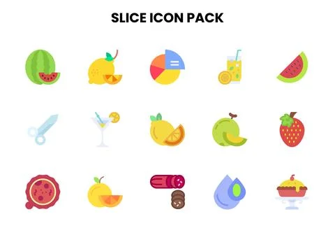 Slice Flat Design Icons Pack Stock Illustration