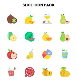 Slice Flat Scalable Icons Pack Stock Illustration