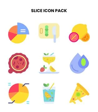 Slice Flat Set Icons Pack Illustrazione stock