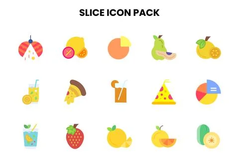 Slice Flat SVG Icons Pack Illustrazione stock