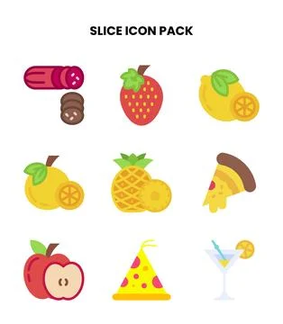 Slice Flat SVG Icons Pack Illustrazione stock