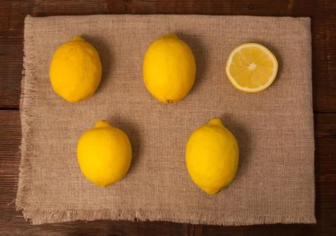 A slice of four lemons Stock Photos