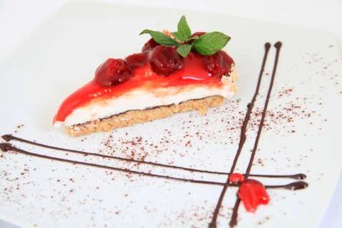 Slice of fresh cherries cake Stock-Fotos