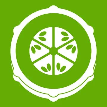 Slice of fresh cucumber icon green Illustrazione stock