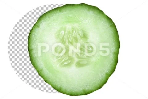 A slice of fresh cucumber on a transparent background. Modello PSD