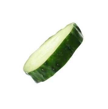 Slice of fresh cucumber on white background Stock Photos