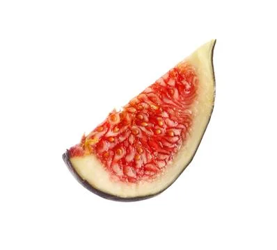 Slice of fresh fig isolated on white Stock Photos