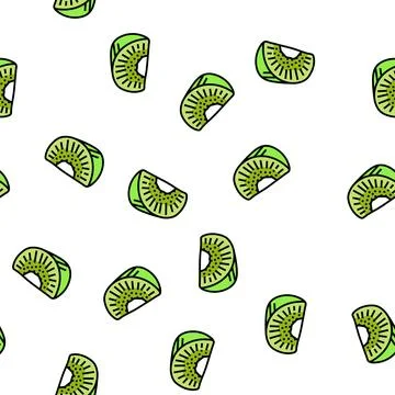 Slice fresh kiwi vector seamless pattern Stock Illustration