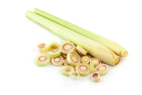 Slice of Fresh Lemon grass on a white background Stock Photos