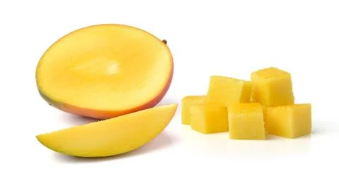 Slice of fresh mango isolated on white background Stock Photos