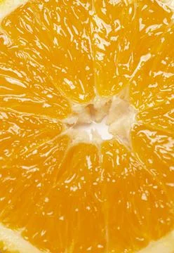Slice of fresh orange background top view Foto stock