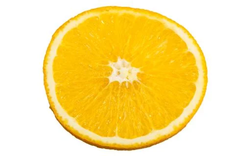 Slice of fresh orange isolated Fotos de archivo