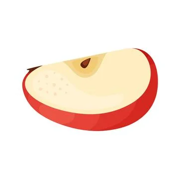 Slice of fresh Red apple fruit, fresh garden fruit. Hand drawn food clipart Flat Illustrazione stock