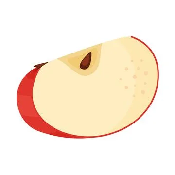 Slice of fresh Red apple fruit, fresh garden fruit. Hand drawn food clipart Flat Illustrazione stock