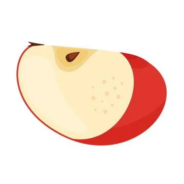 Slice of fresh Red apple fruit, fresh garden fruit. Hand drawn food clipart Flat Illustrazione stock