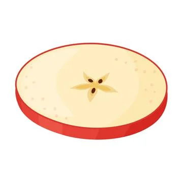 Slice of fresh Red apple fruit, fresh garden fruit. Hand drawn food clipart Flat Illustrazione stock