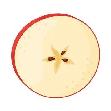 Slice of fresh Red apple fruit, fresh garden fruit. Hand drawn food clipart Flat Illustrazione stock