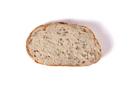 Slice of fresh rye bread isolated on white background. Piece of bread Stock Photos