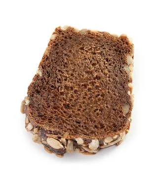 Slice of fresh rye bread on white background Stock Photos