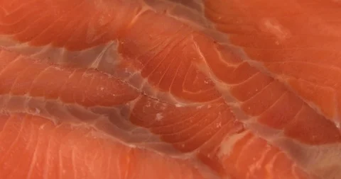 Slice of fresh salmon in extreme macro close up 스톡 동영상 104963685