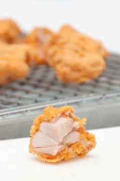 Slice fried chicken in crispy batter Stock Photos