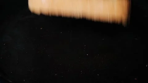 Slice of fried toast from white bread is turned over with metal spatula of toast Stock Footage 247018158