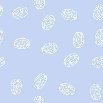 Slice fruit kiwi line seamless pattern Stock Illustration