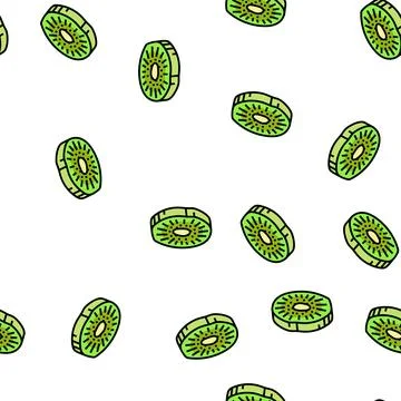 Slice fruit kiwi vector seamless pattern Stock Illustration