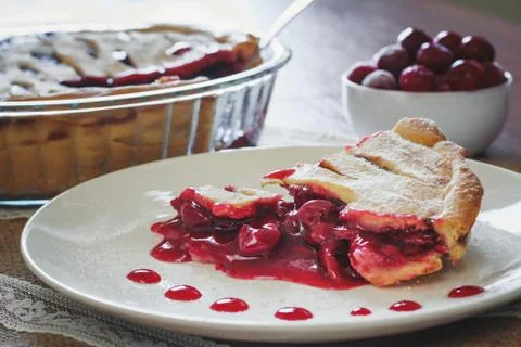 Slice of fruit pie with cherries Stock Photos