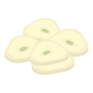 Slice of garlic icon, isometric style Stock Illustration