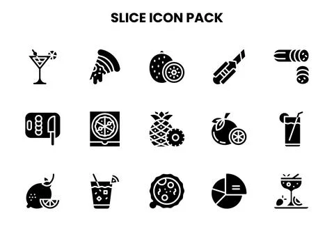 Slice Glyph Bundle Icons Pack Illustrazione stock