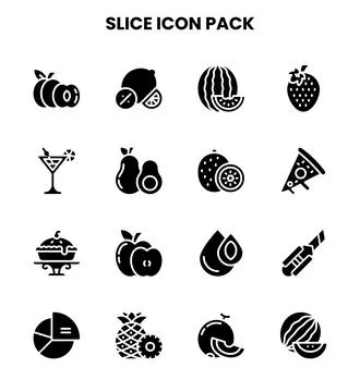 Slice Glyph Bundle Icons Pack Stock Illustration