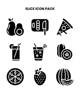 Slice Glyph Design Icons Pack Stock Illustration
