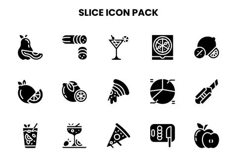 Slice Glyph Vector Icons Pack Stock Illustration