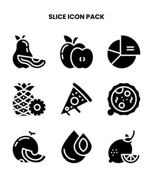 Slice Glyph Vector Icons Pack Stock Illustration