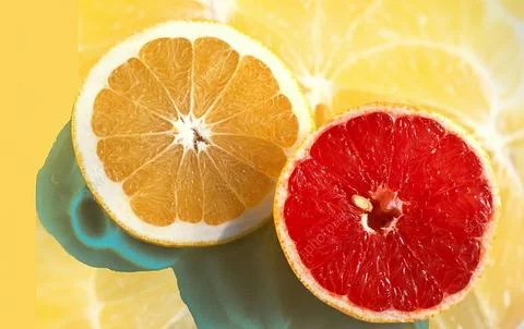 Slice of grapefruit citrus fruit Stock Photos