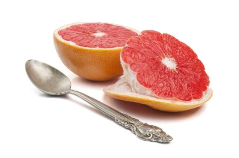 Slice of grapefruit isolated on white background Stock Photos