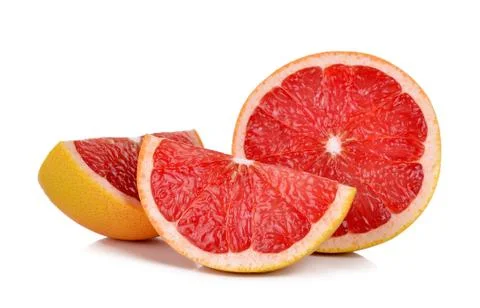 Slice Grapefruit isolated on the white background Stock Photos