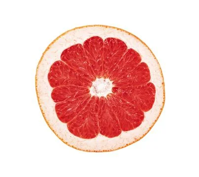 Slice of grapefruit isolated on white background. Stock Photos