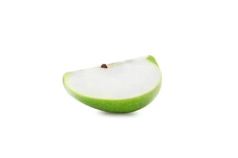 Slice green apple isolated on white background with clipping path. Stock Photos