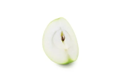 Slice green apple isolated on white background with clipping path. Stock Photos
