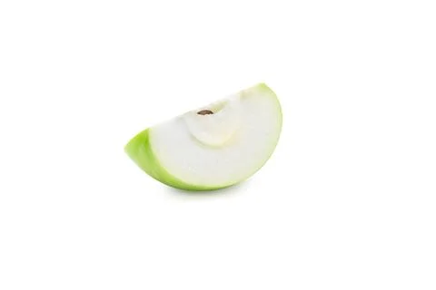 Slice green apple isolated on white background with clipping path. Stock Photos