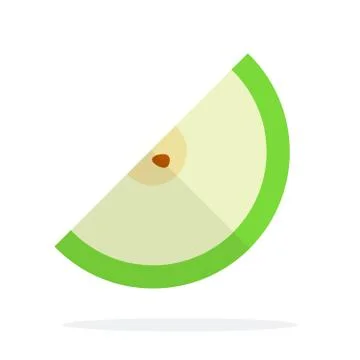 A slice of a green apple with a seed flat isolated Illustrazione stock