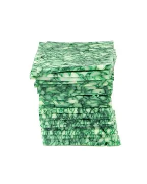 Slice of green cheese Stock Photos