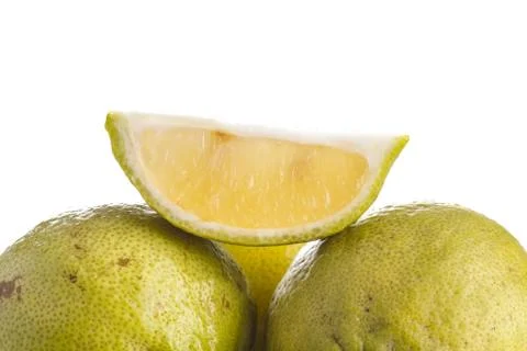 Slice of Green Lemon Stock Photos