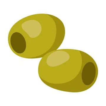 Slice of green olives. Fresh vegetables for salad. Stock Illustration