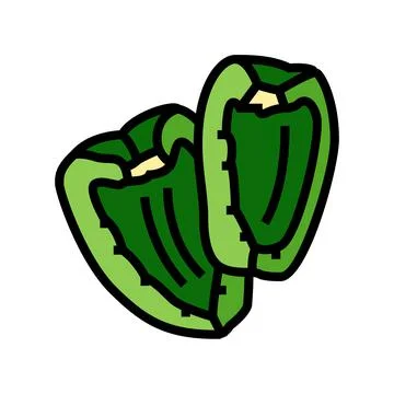 Slice green pepper color icon vector illustration Illustrazione stock