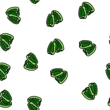 Slice green pepper vector seamless pattern 스톡 일러스트