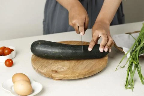 Slice Green Zucchini Stock Photos
